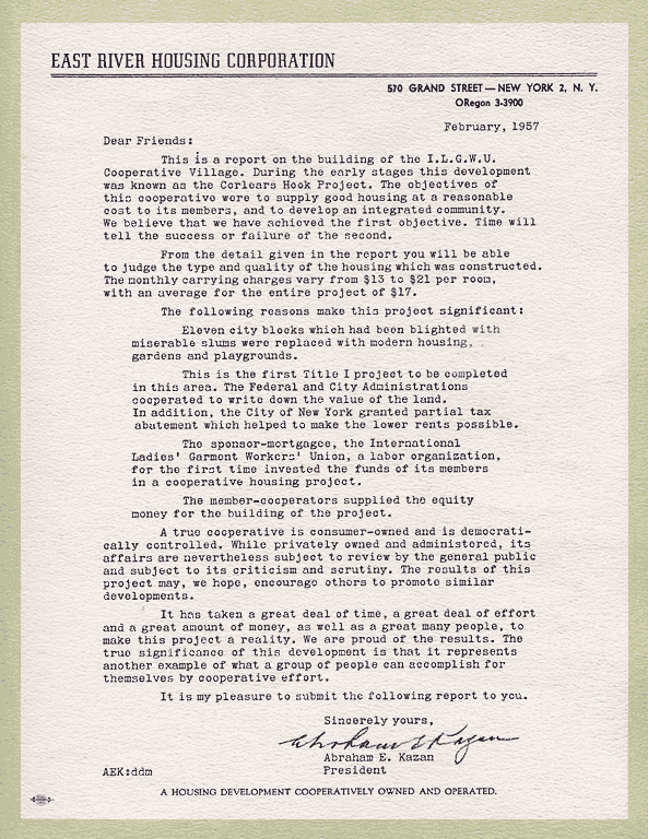 President's Letter, 1957